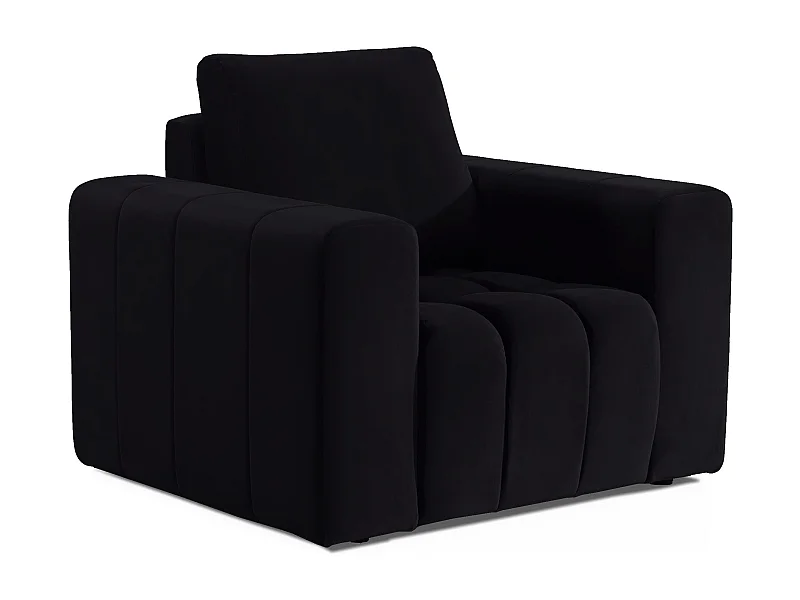 Fauteuil moderne capitonné LARKO velours-Noir