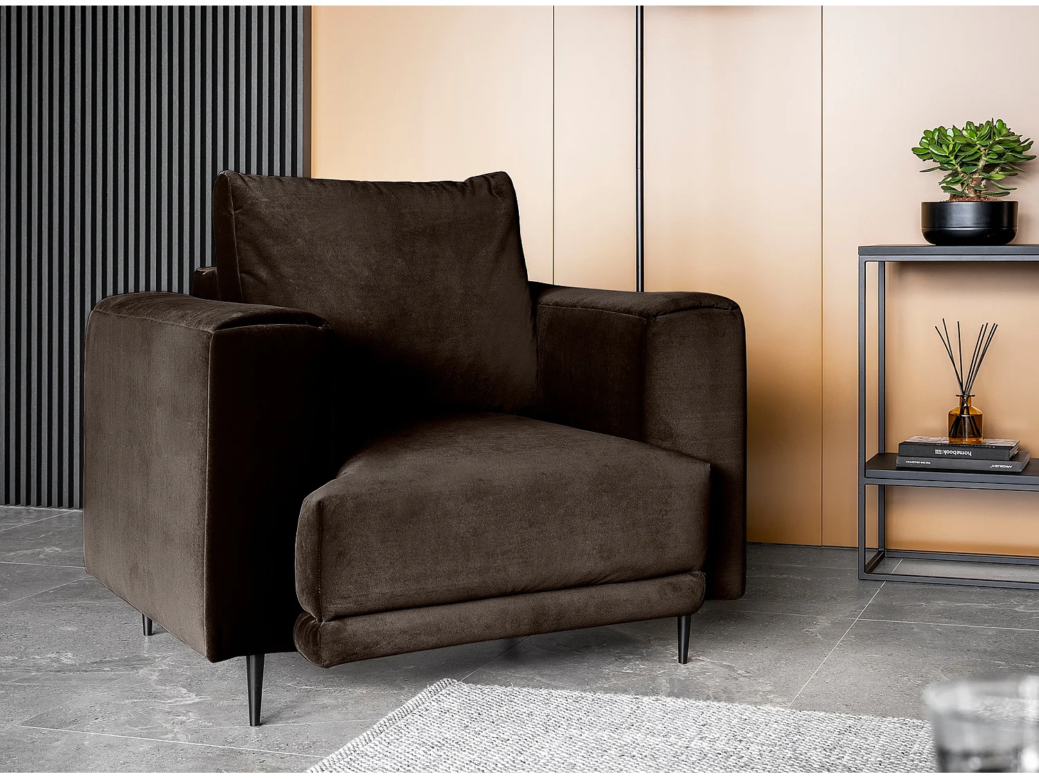 Fauteuil en velours DAVINA - Douceur luxueuse-Jaune moutarde