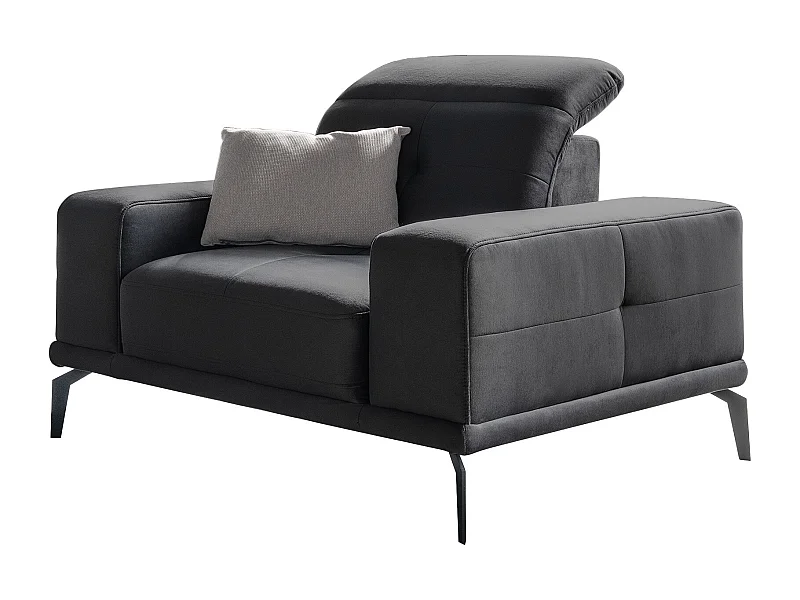 Fauteuil design tissu doux gris foncé Torpille 125cm