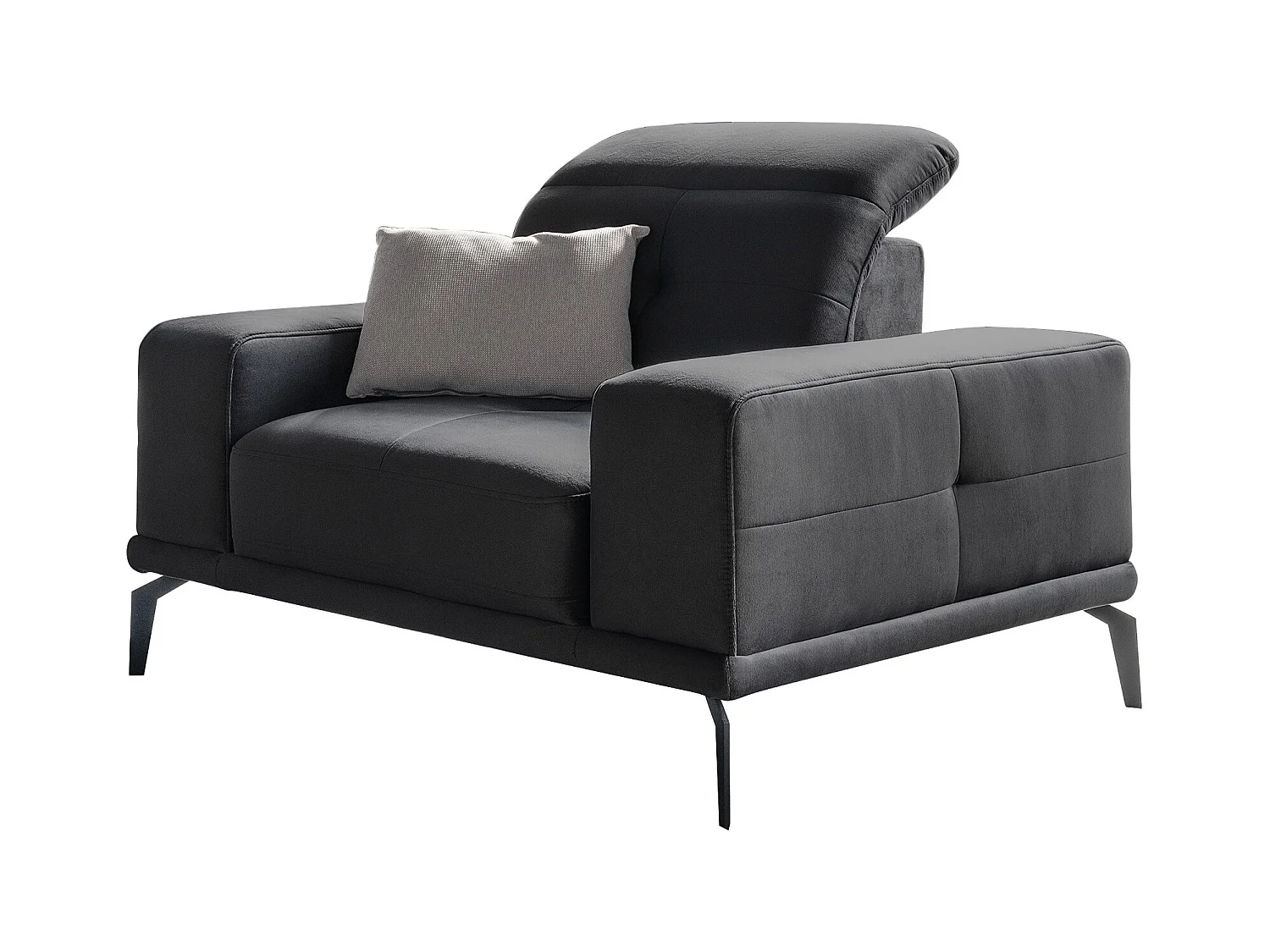 Fauteuil design tissu doux gris foncé Torpille 125cm