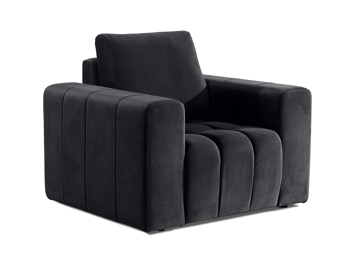 Fauteuil moderne capitonné LARKO velours-Gris anthracite