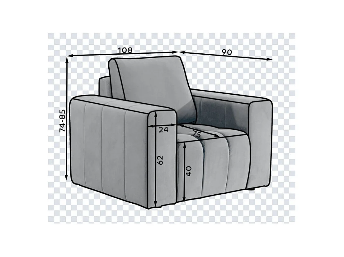 Fauteuil moderne capitonné LARKO velours-Gris anthracite