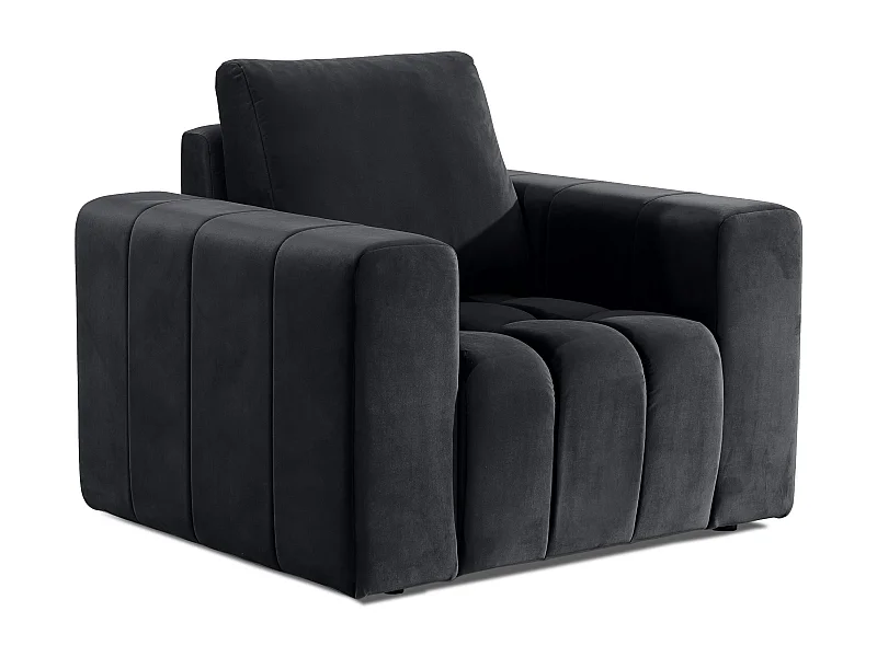 Fauteuil moderne capitonné LARKO velours-Gris anthracite