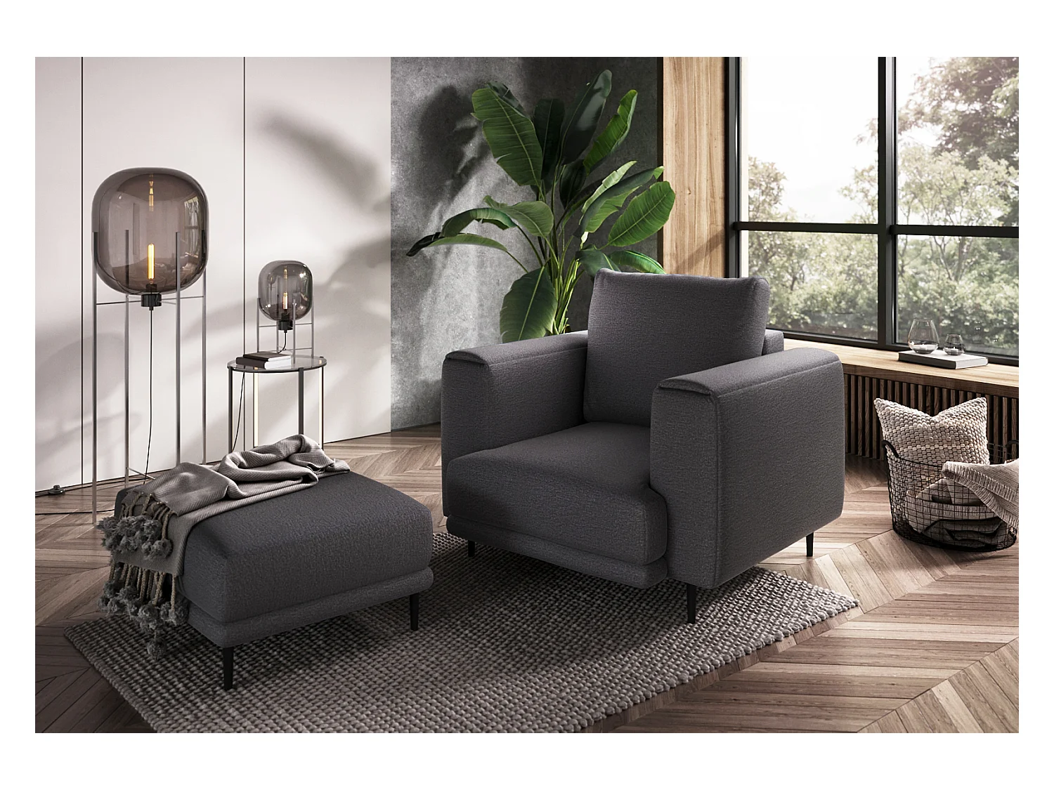 Fauteuil en velours DAVINA - Douceur luxueuse-Gris foncé