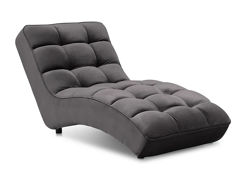 Chaise longue d'intérieur design velours marron capitonné Rikal