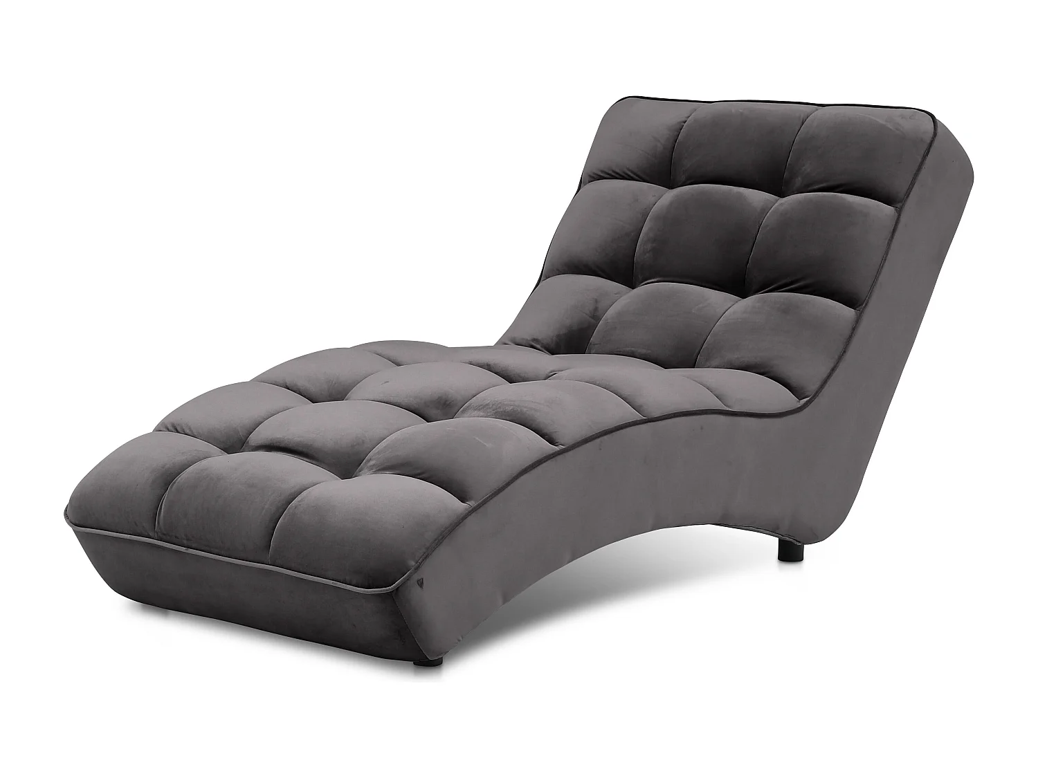 Chaise longue d'intérieur design velours marron capitonné Rikal