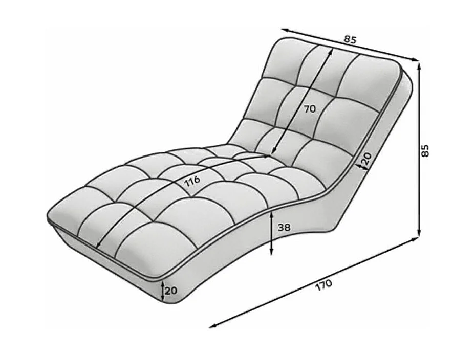 Chaise longue d'intérieur design velours marron capitonné Rikal