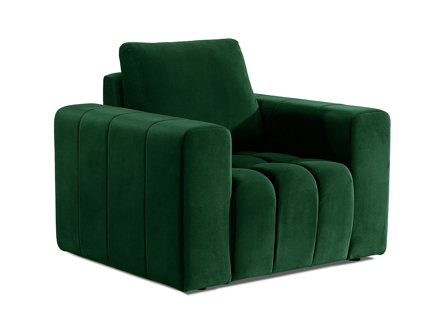 Fauteuil moderne capitonné LARKO velours-Vert impérial
