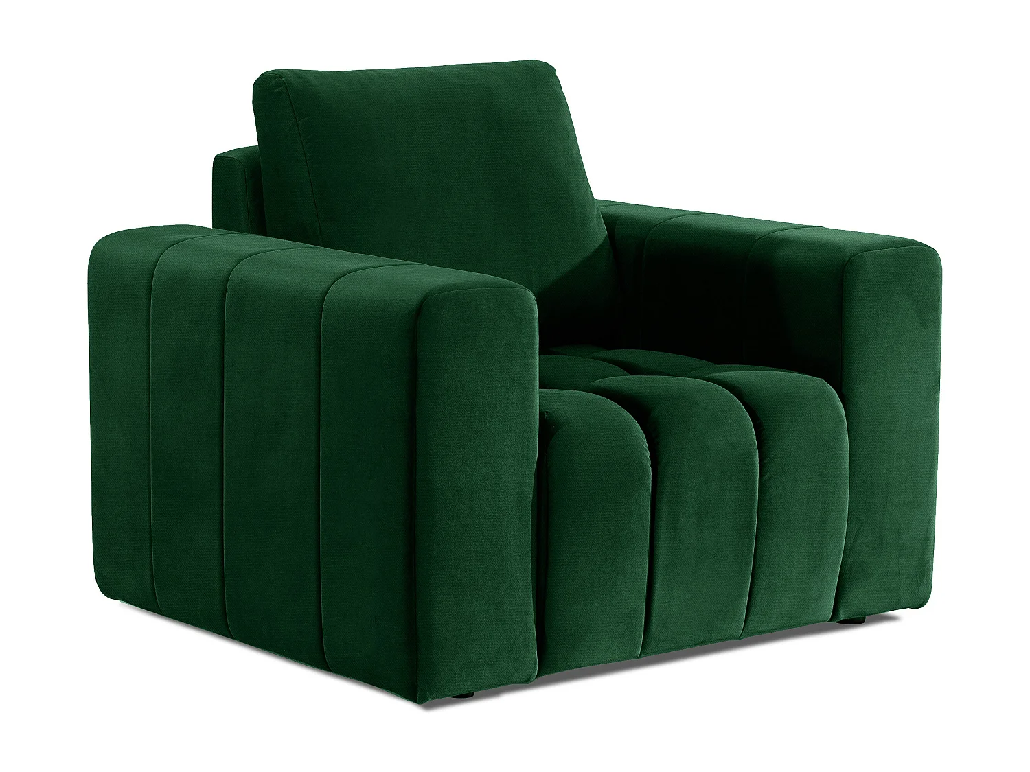 Fauteuil moderne capitonné LARKO velours-Vert impérial