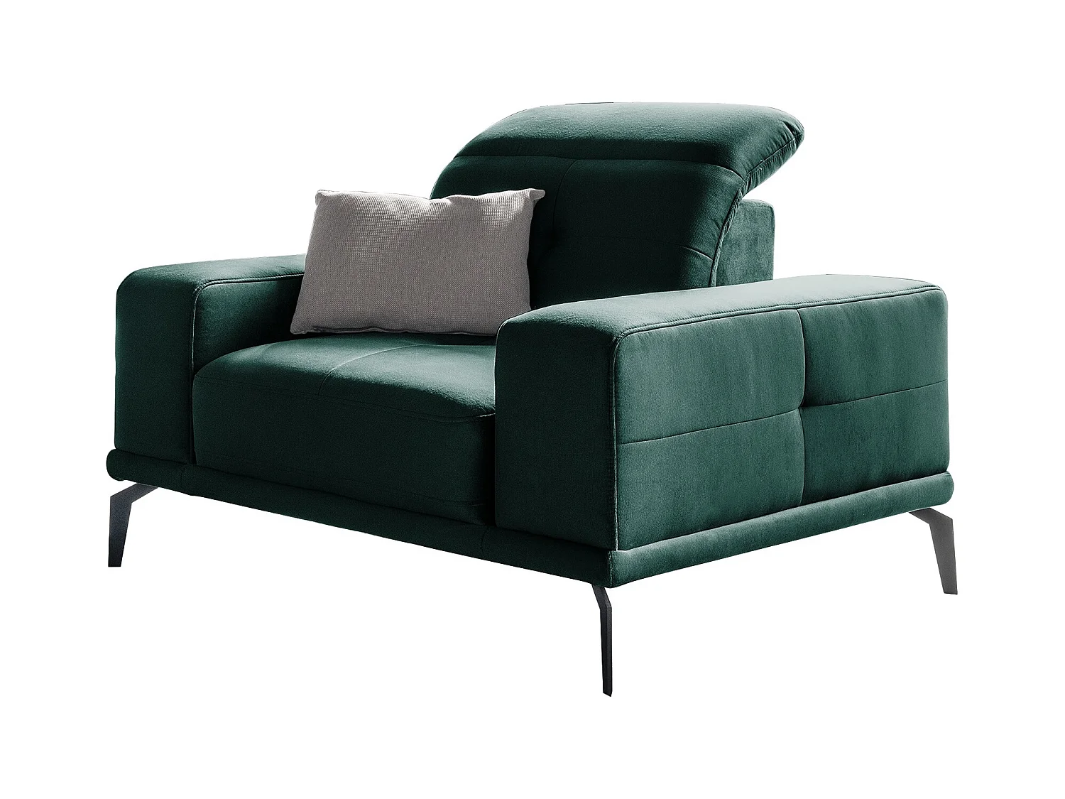 Fauteuil design tissu doux vert foncé Torpille 125cm