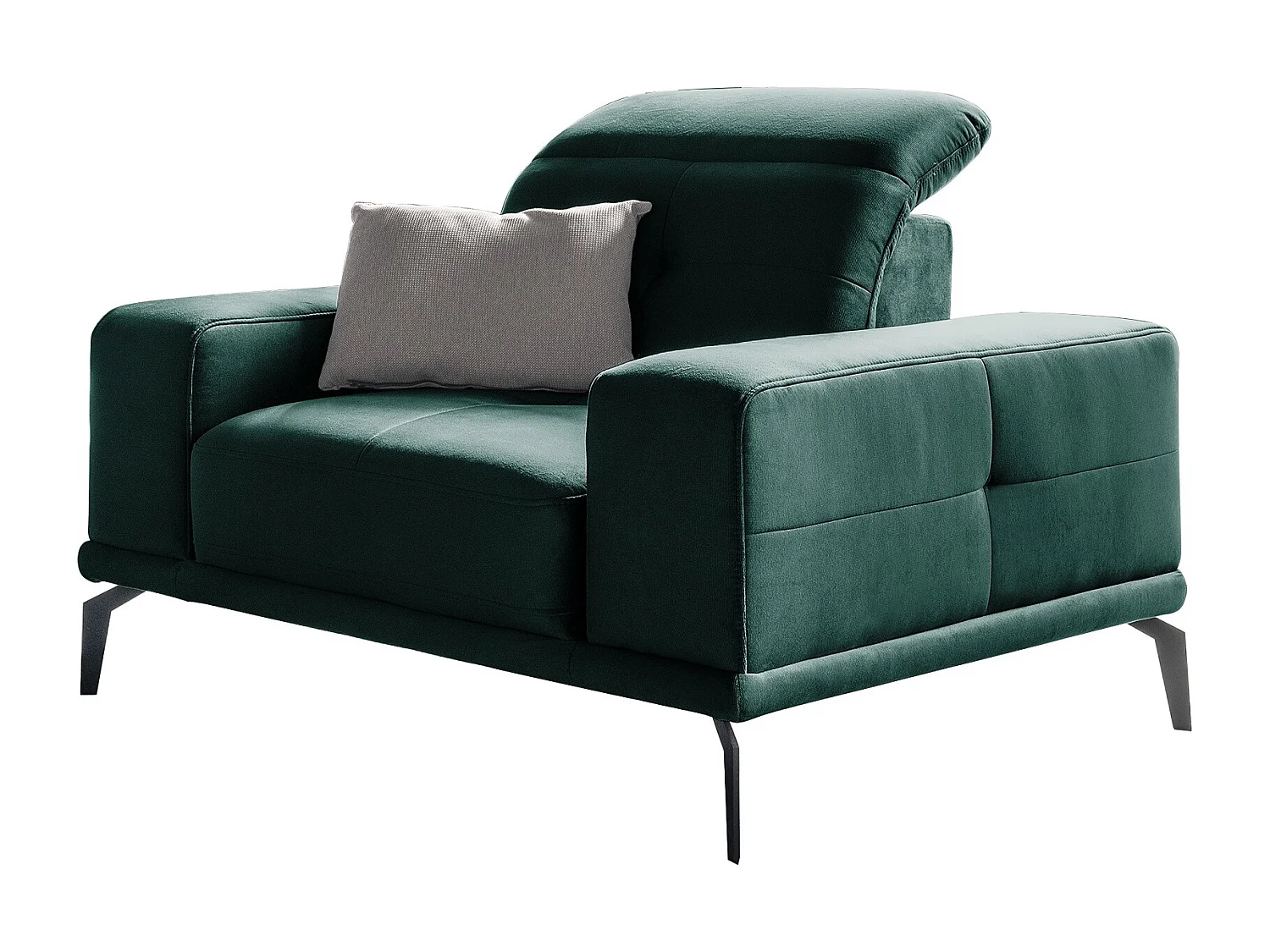 Fauteuil design tissu doux vert foncé Torpille 125cm