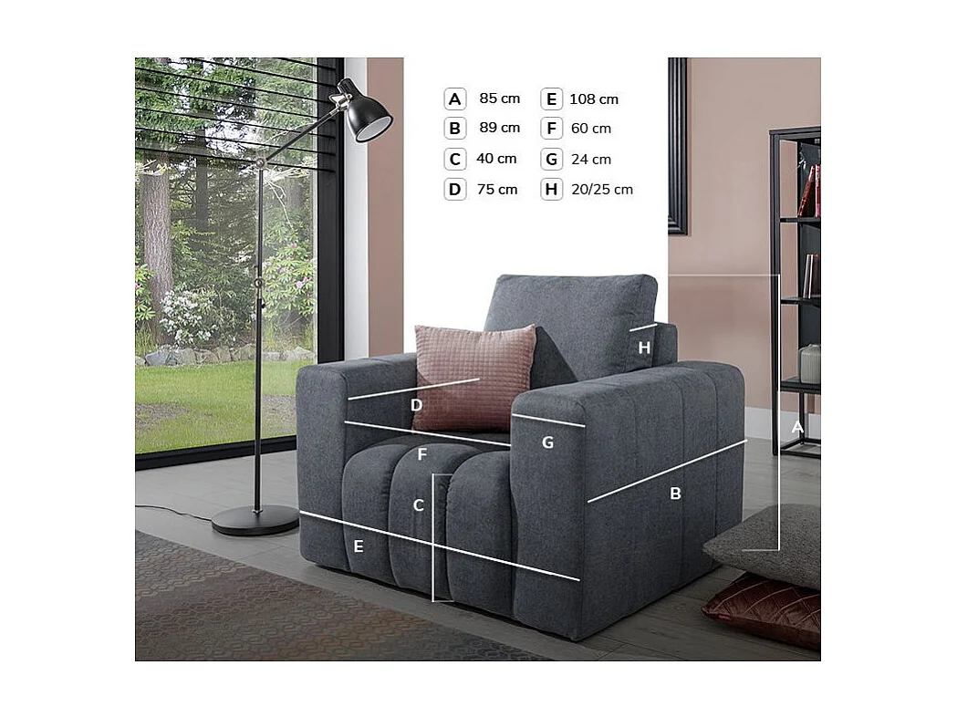 Fauteuil moderne capitonné LARKO velours-Jaune chamoix