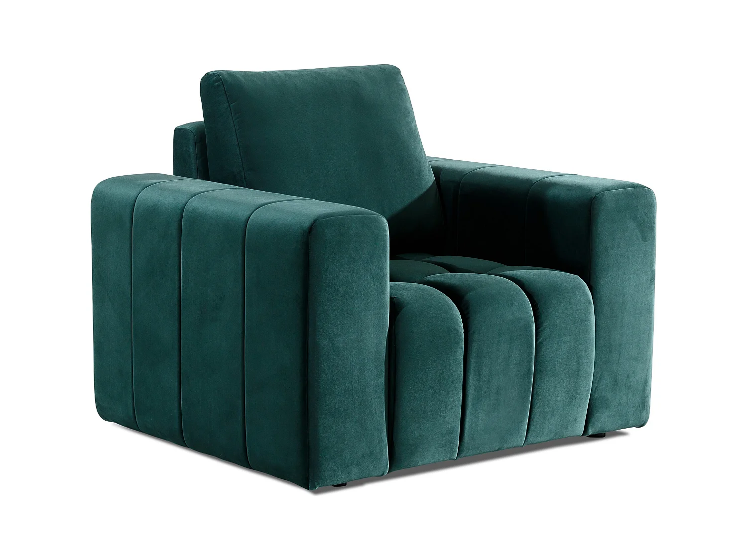 Fauteuil moderne capitonné LARKO velours-Vert foncé