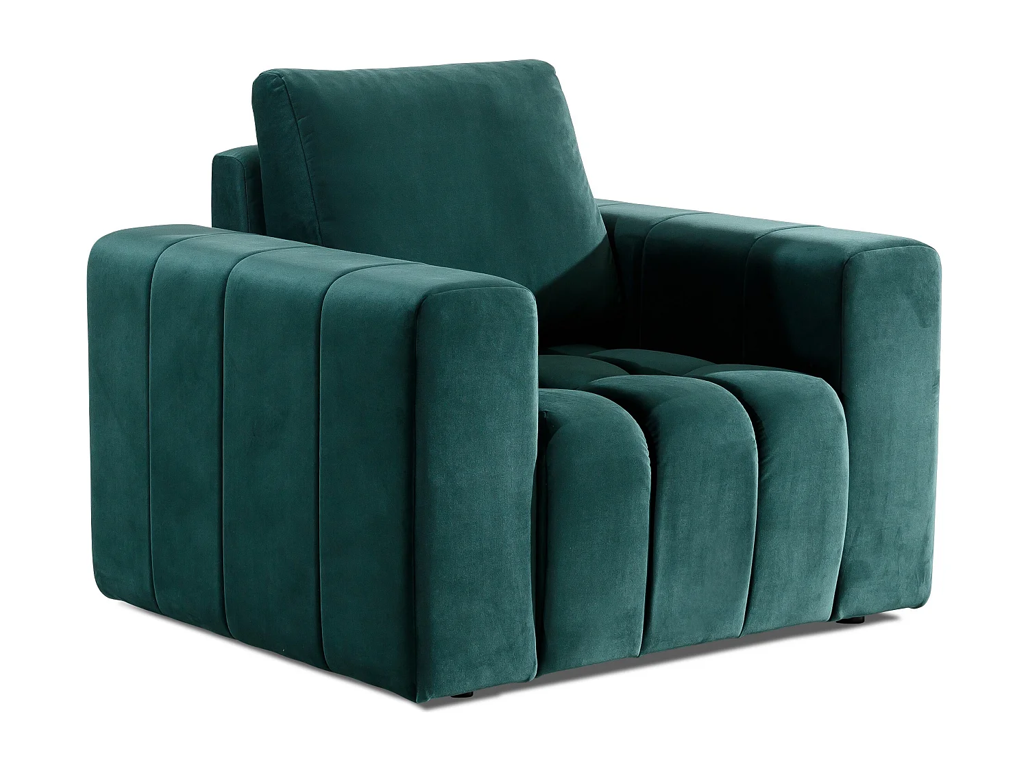 Fauteuil moderne capitonné LARKO velours-Vert foncé