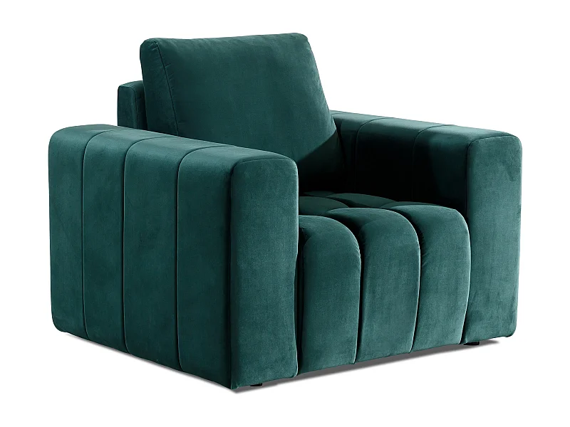 Fauteuil moderne capitonné LARKO velours-Vert foncé