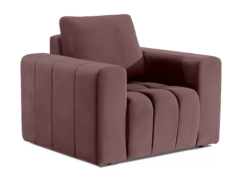 Fauteuil moderne capitonné LARKO velours-Rose