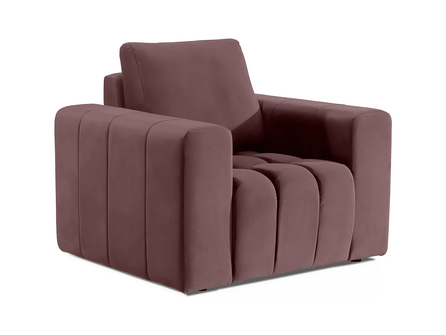 Fauteuil moderne capitonné LARKO velours-Rose