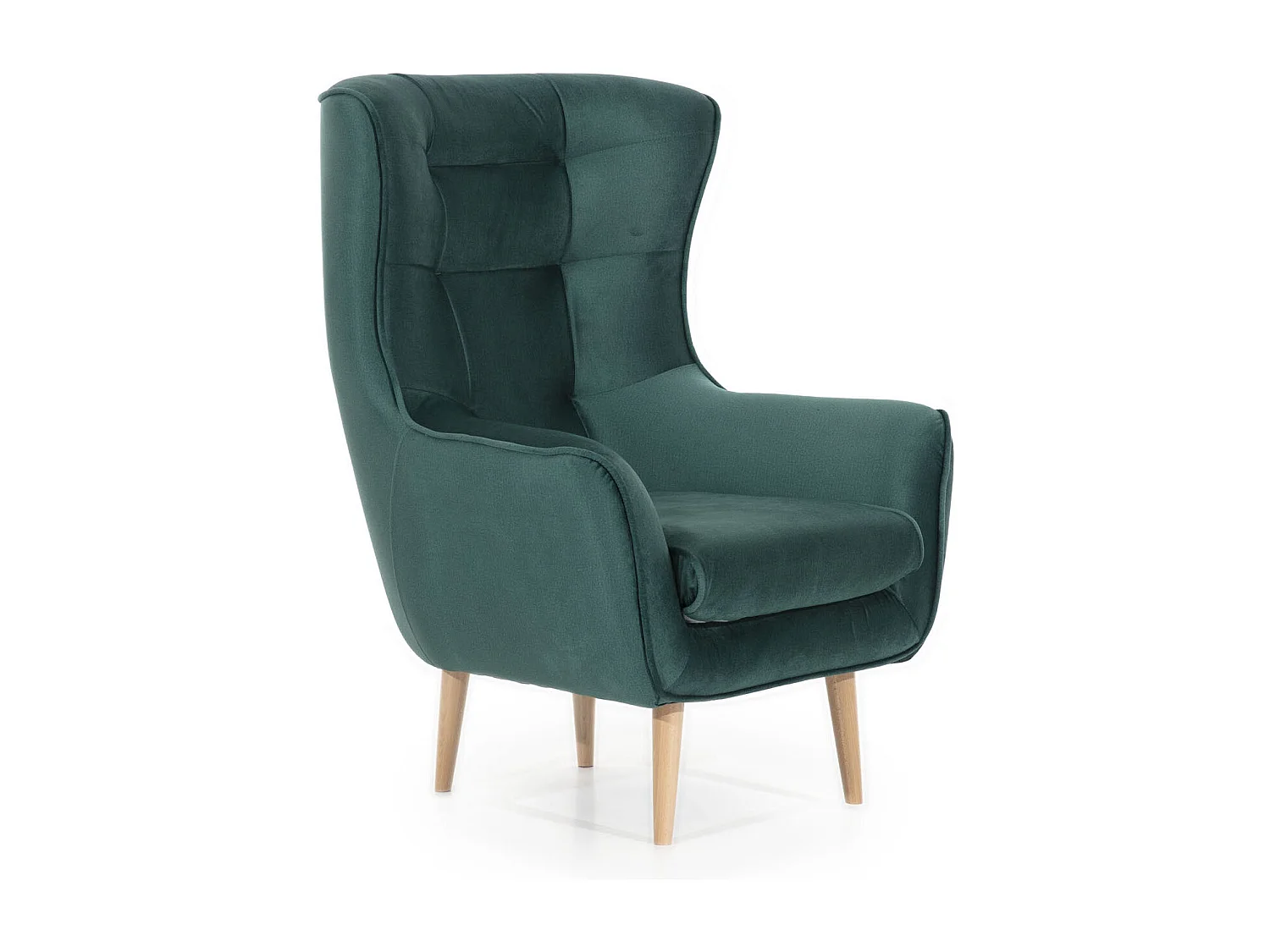 Fauteuil bergère velours gris capitonné Lazza 80cm