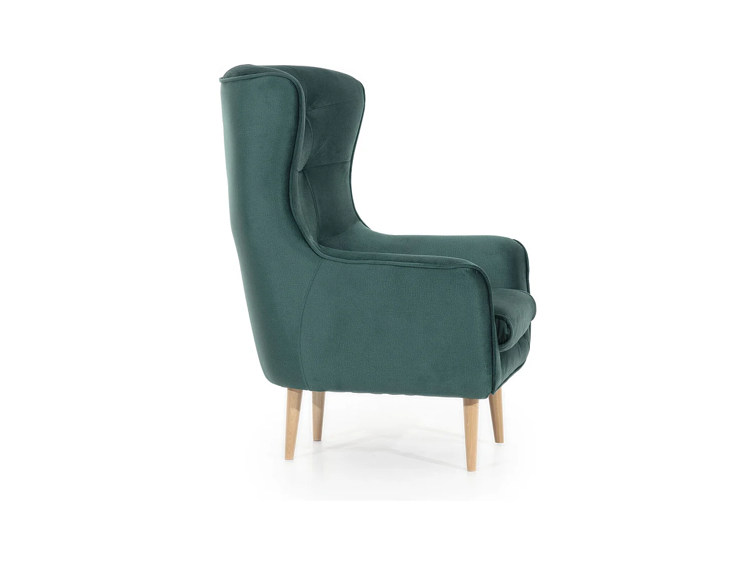 Fauteuil bergère velours vert capitonné Lazza 80cm
