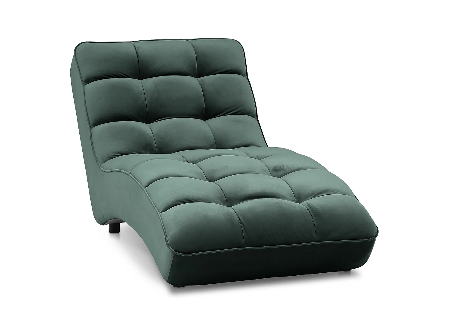 Chaise longue d'intérieur design velours vert bouteille capitonné Rikal