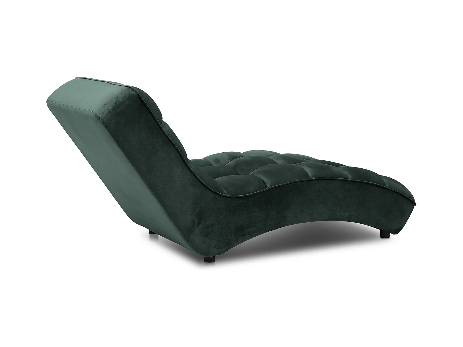 Chaise longue d'intérieur design velours vert bouteille capitonné Rikal