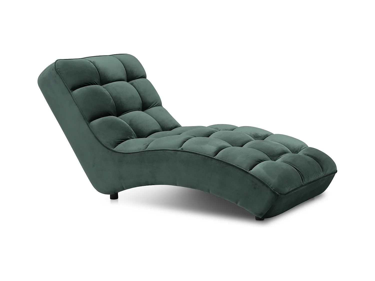 Chaise longue d'intérieur design velours vert bouteille capitonné Rikal