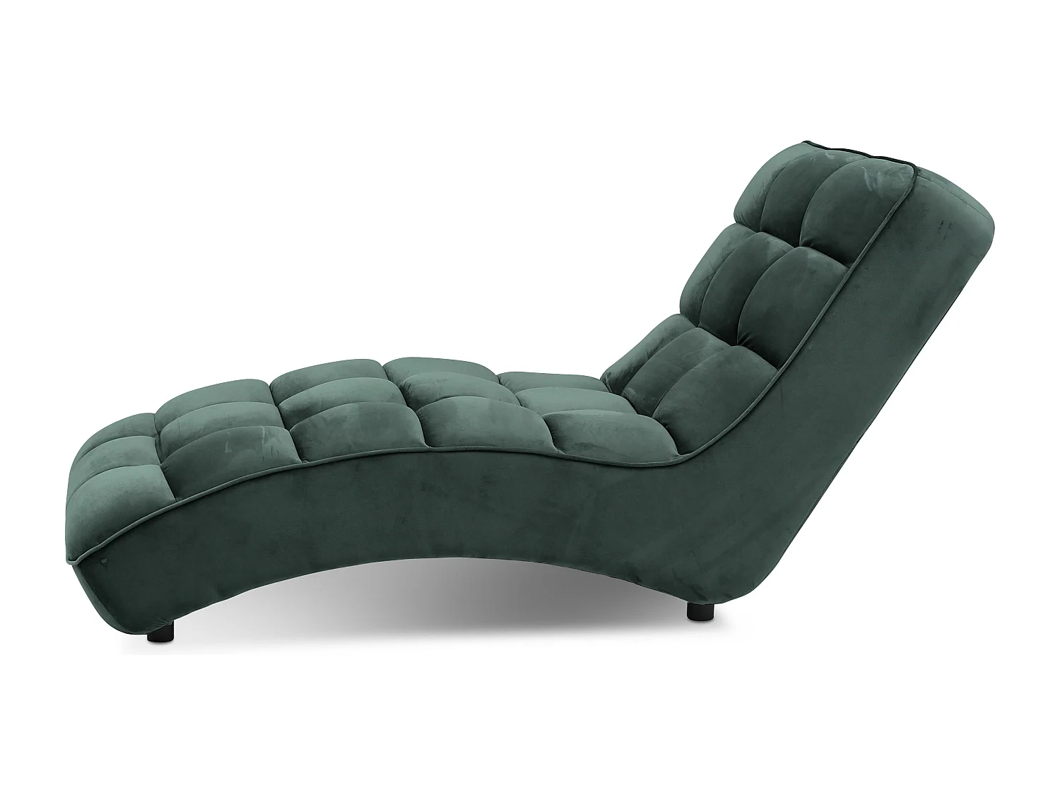 Chaise longue d'intérieur design velours vert bouteille capitonné Rikal