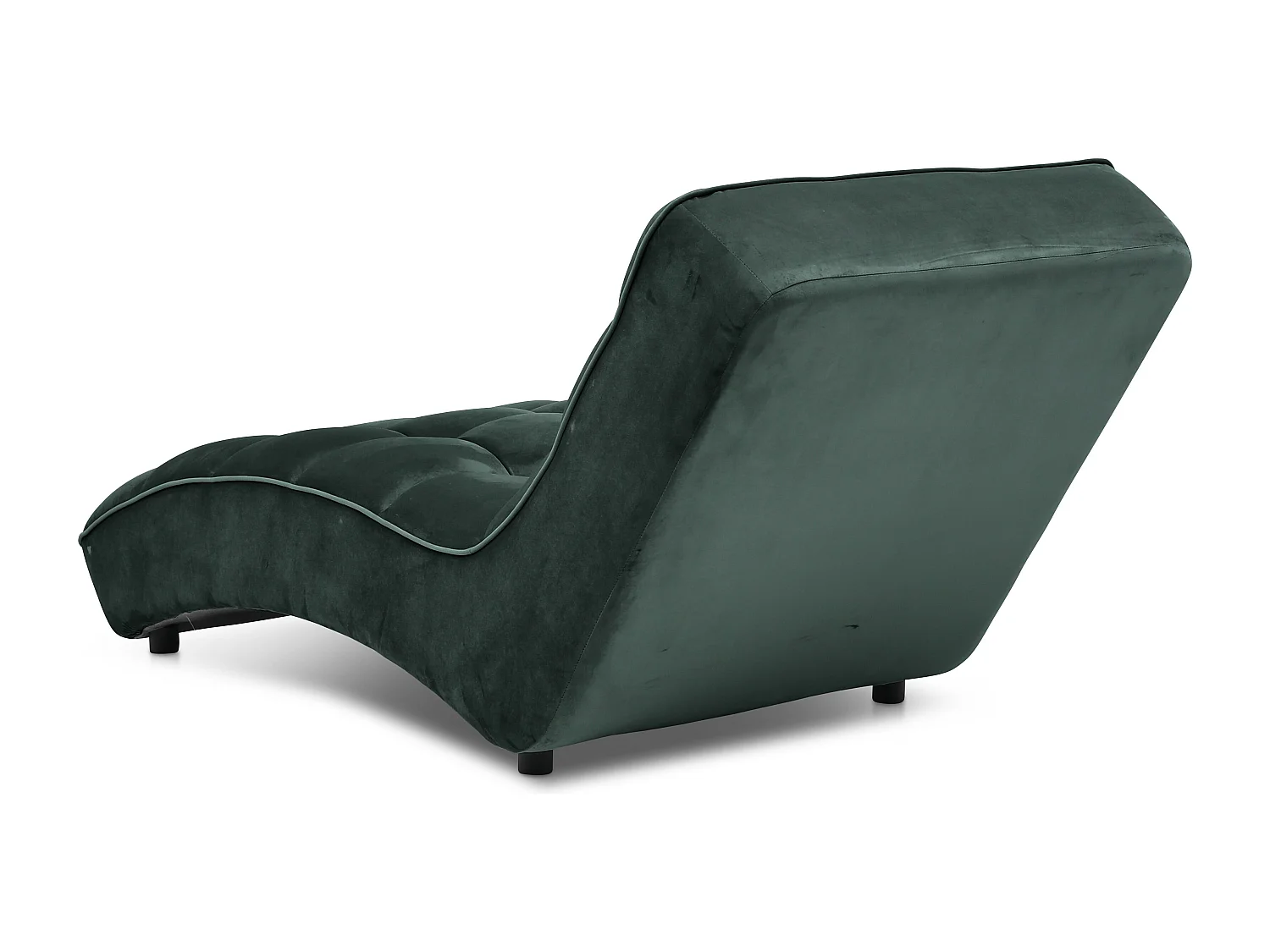 Chaise longue d'intérieur design velours vert bouteille capitonné Rikal
