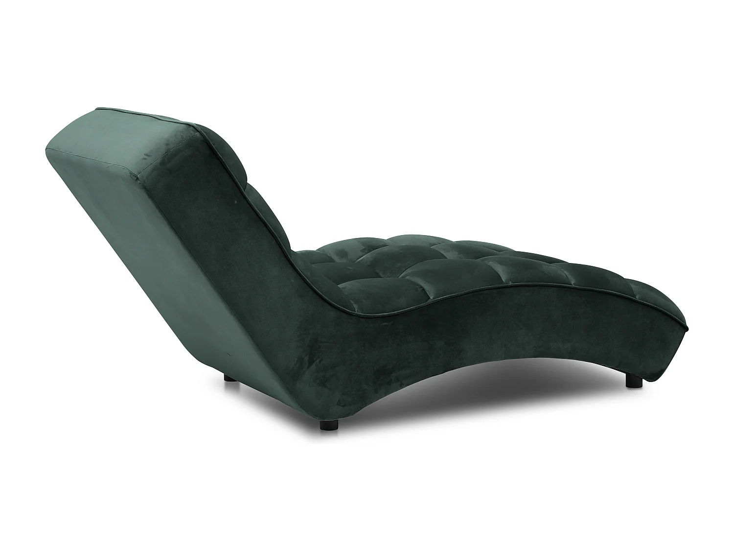 Chaise longue d'intérieur design velours vert bouteille capitonné Rikal