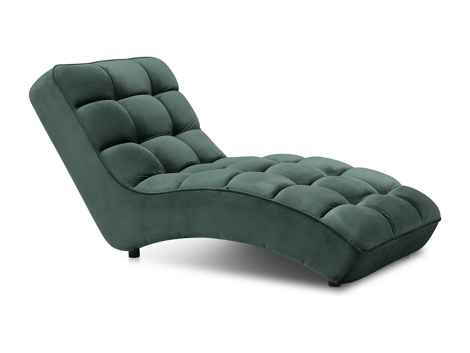 Chaise longue d'intérieur design velours vert bouteille capitonné Rikal