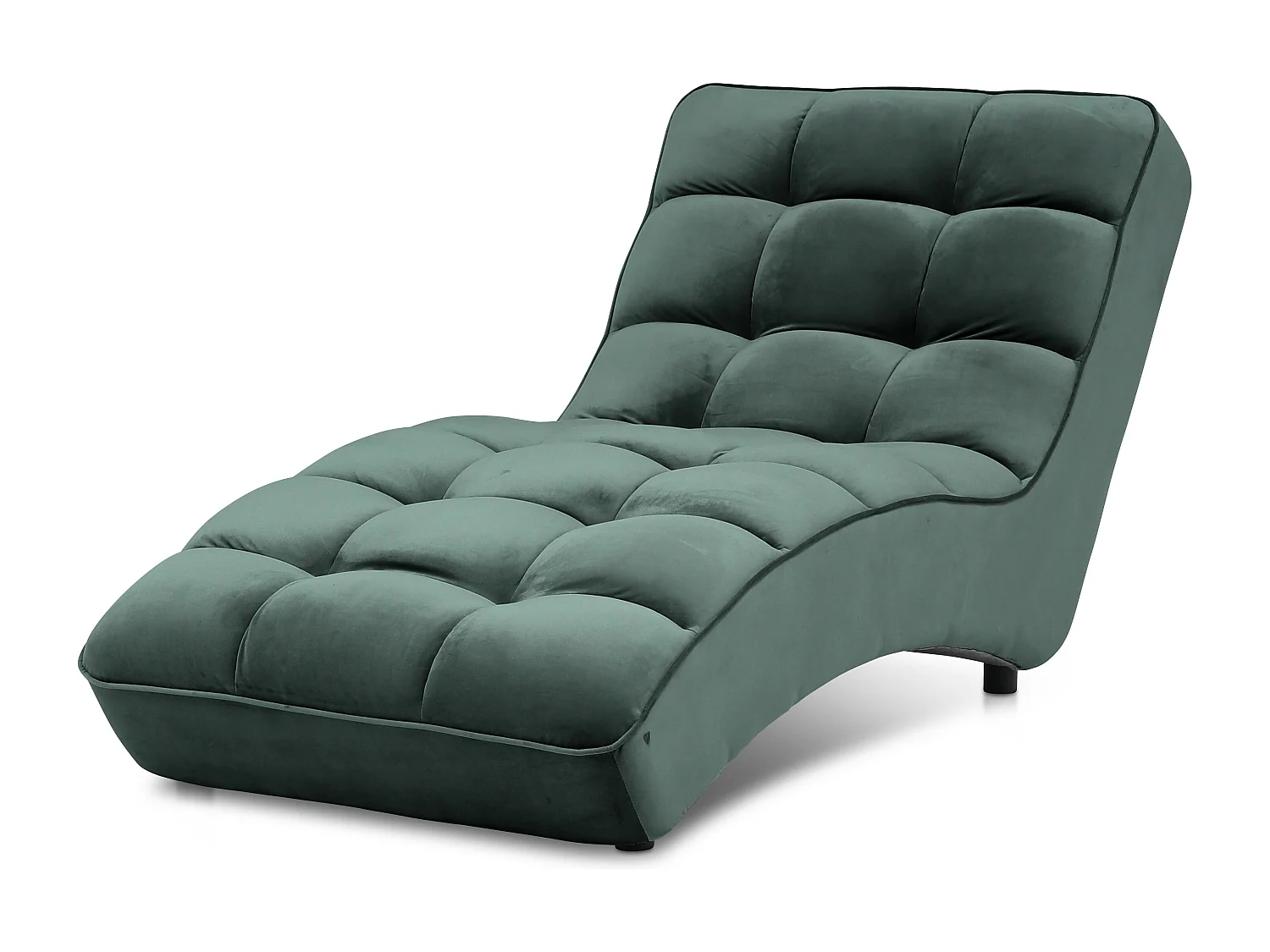 Chaise longue d'intérieur design velours vert bouteille capitonné Rikal