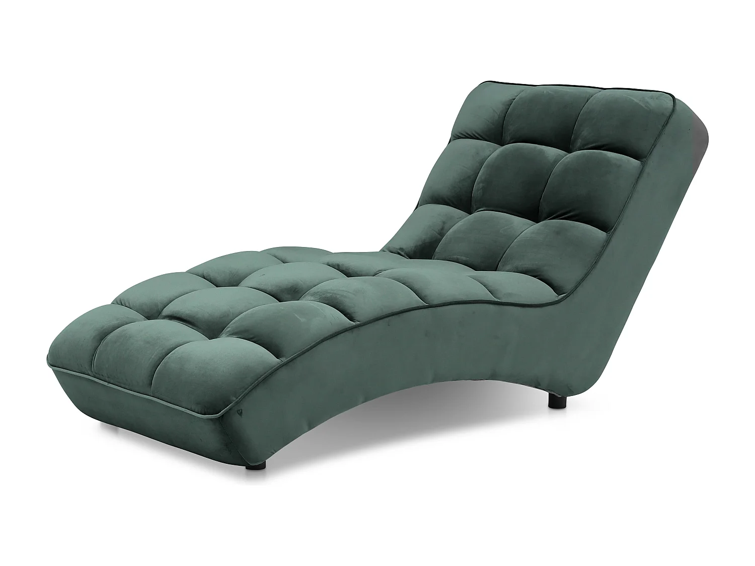 Chaise longue d'intérieur design velours vert bouteille capitonné Rikal