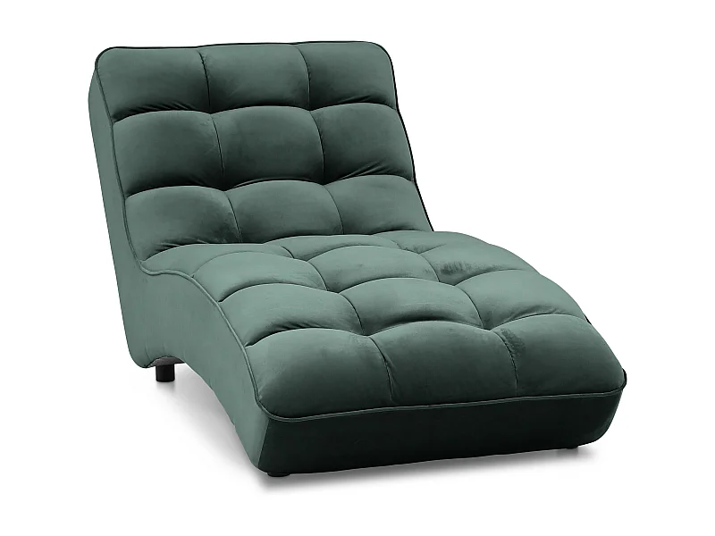 Chaise longue d'intérieur design velours vert bouteille capitonné Rikal