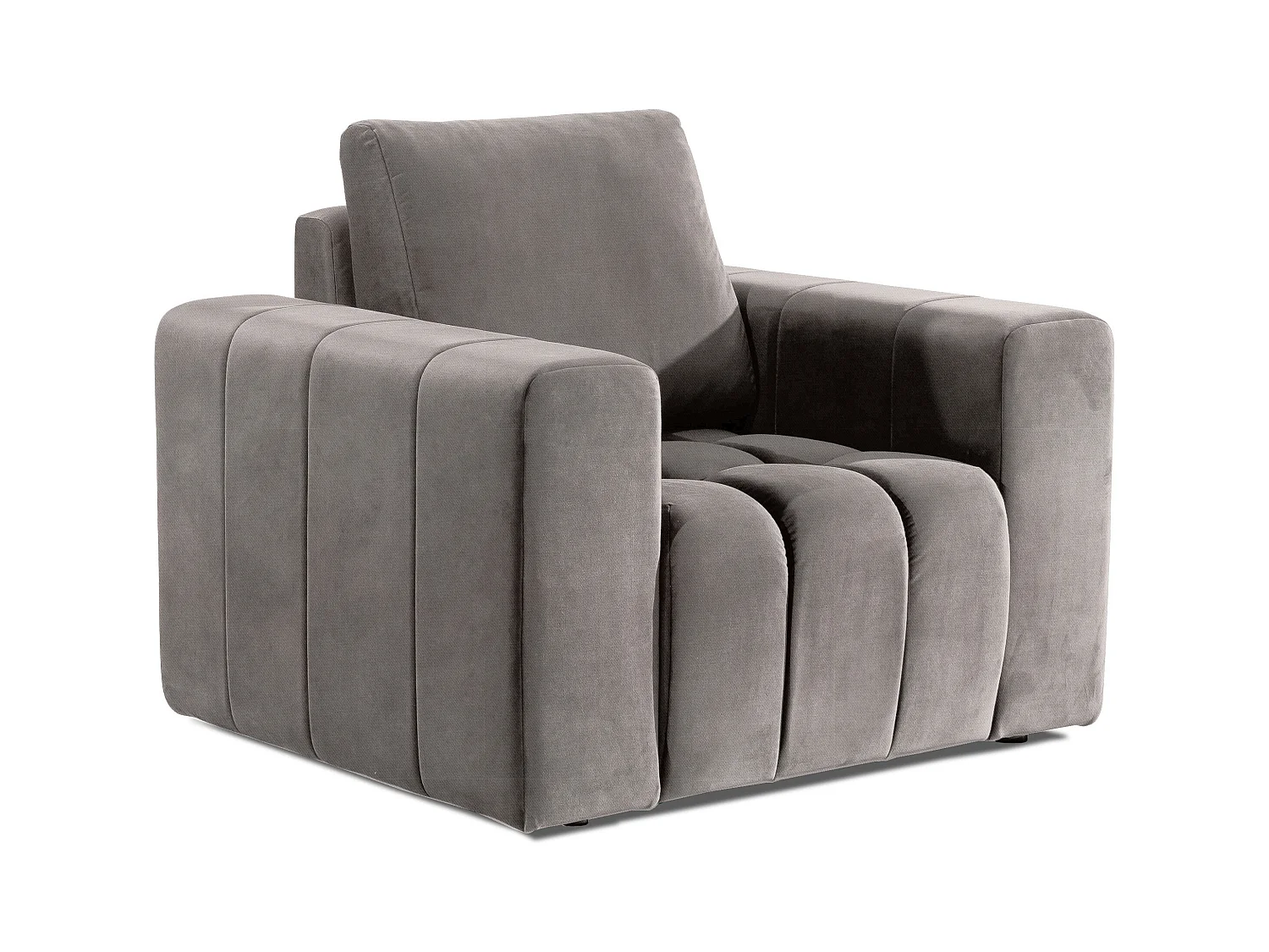 Fauteuil moderne capitonné LARKO velours-Beige clair