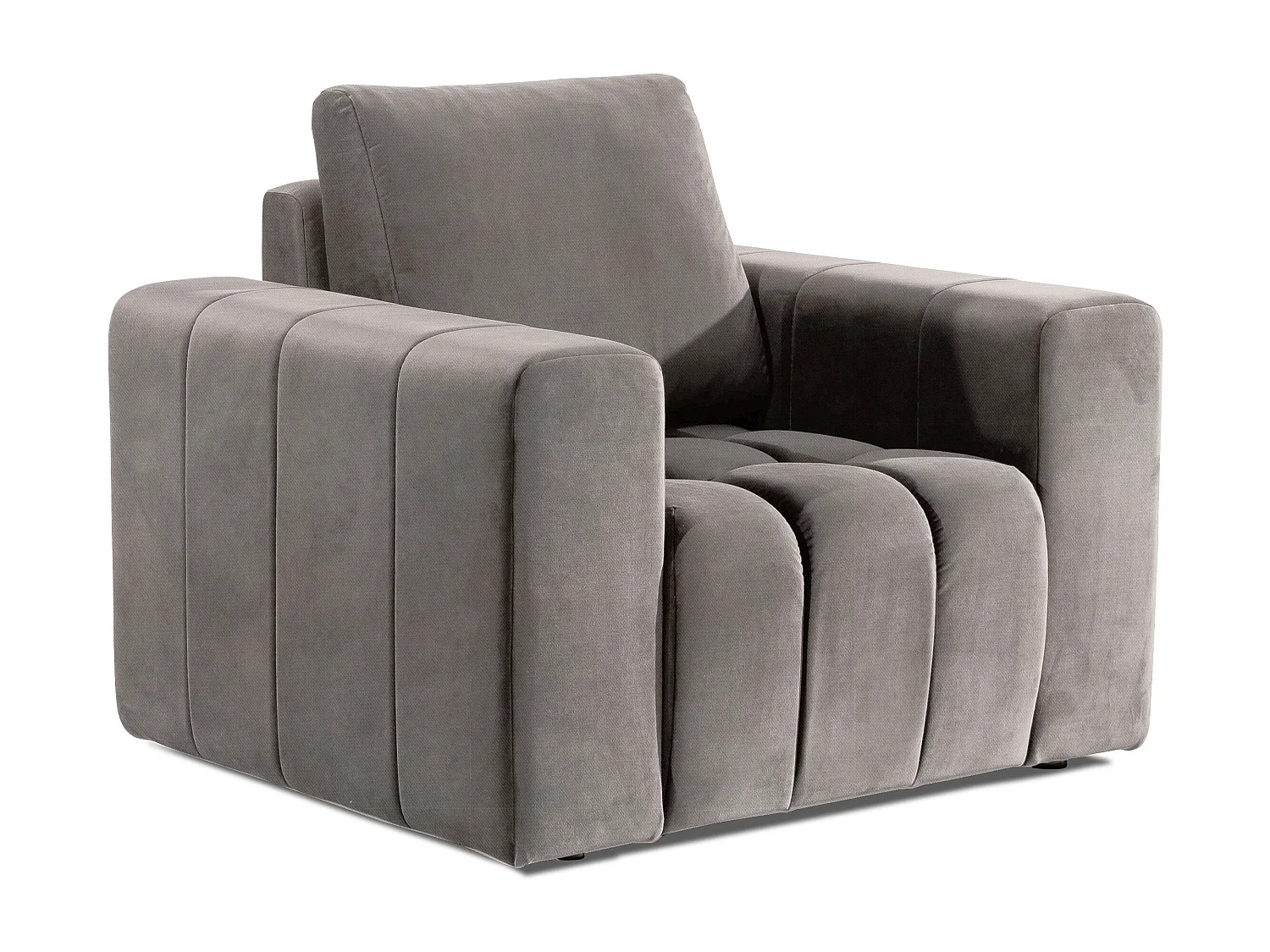 Fauteuil moderne capitonné LARKO velours-Beige clair