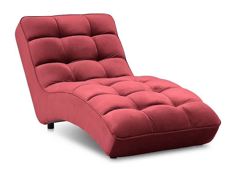 Chaise longue d'intérieur design velours rouge capitonné Rikal