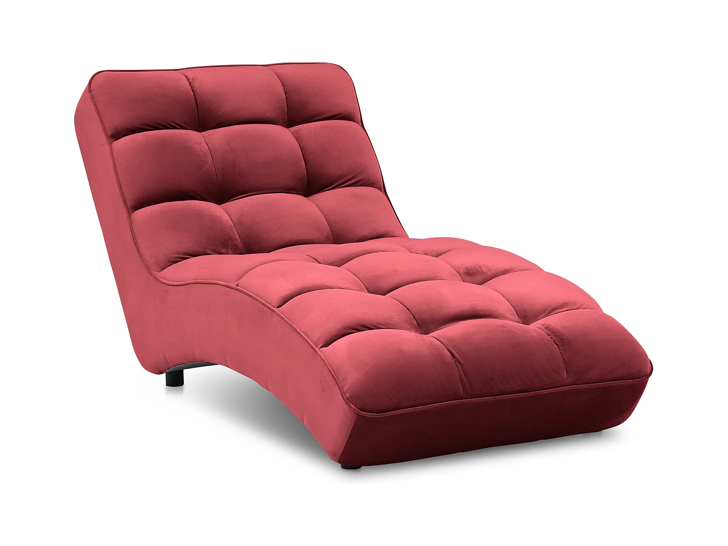 Chaise longue d'intérieur design velours rouge capitonné Rikal