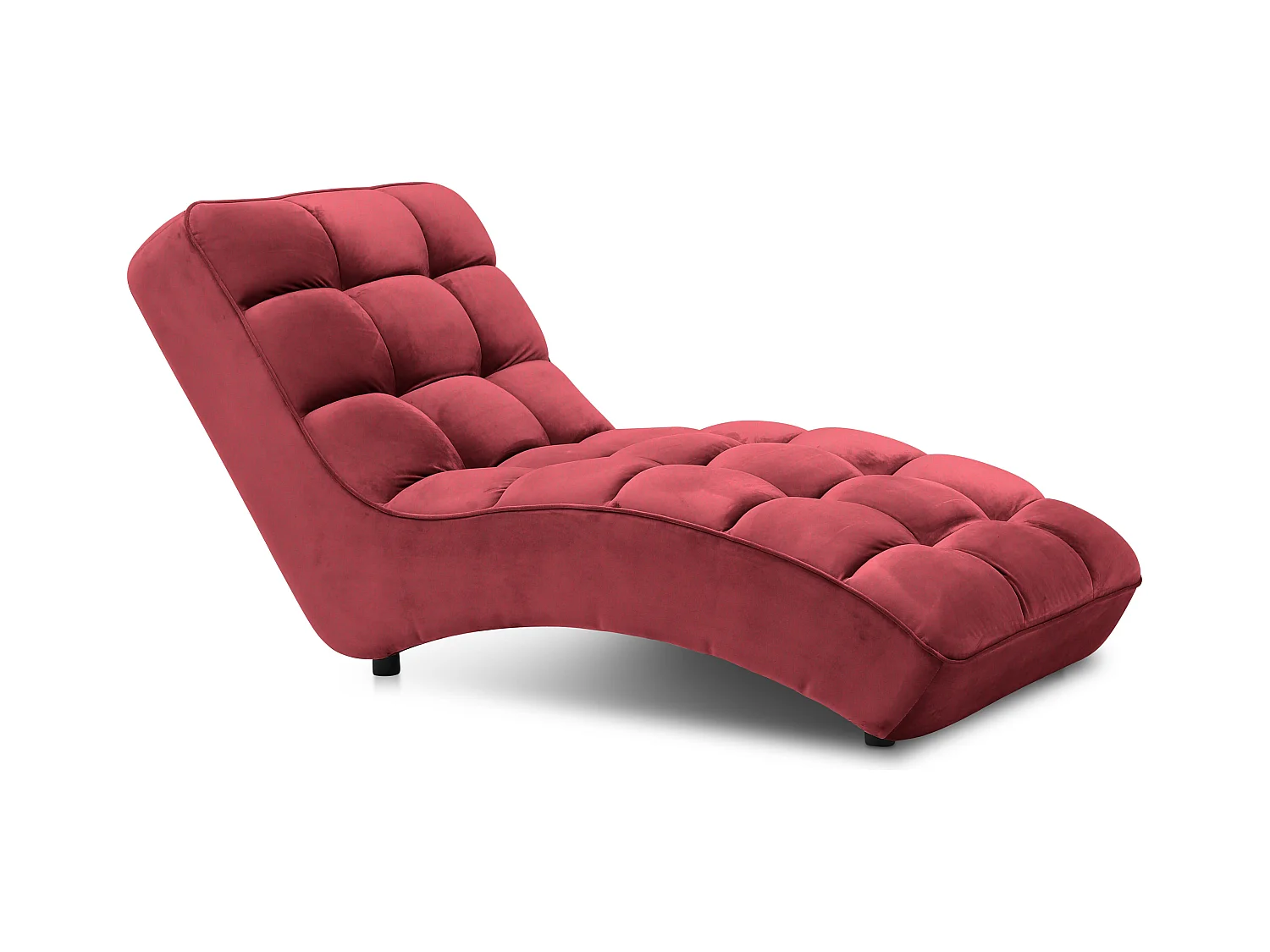 Chaise longue d'intérieur design velours rouge capitonné Rikal