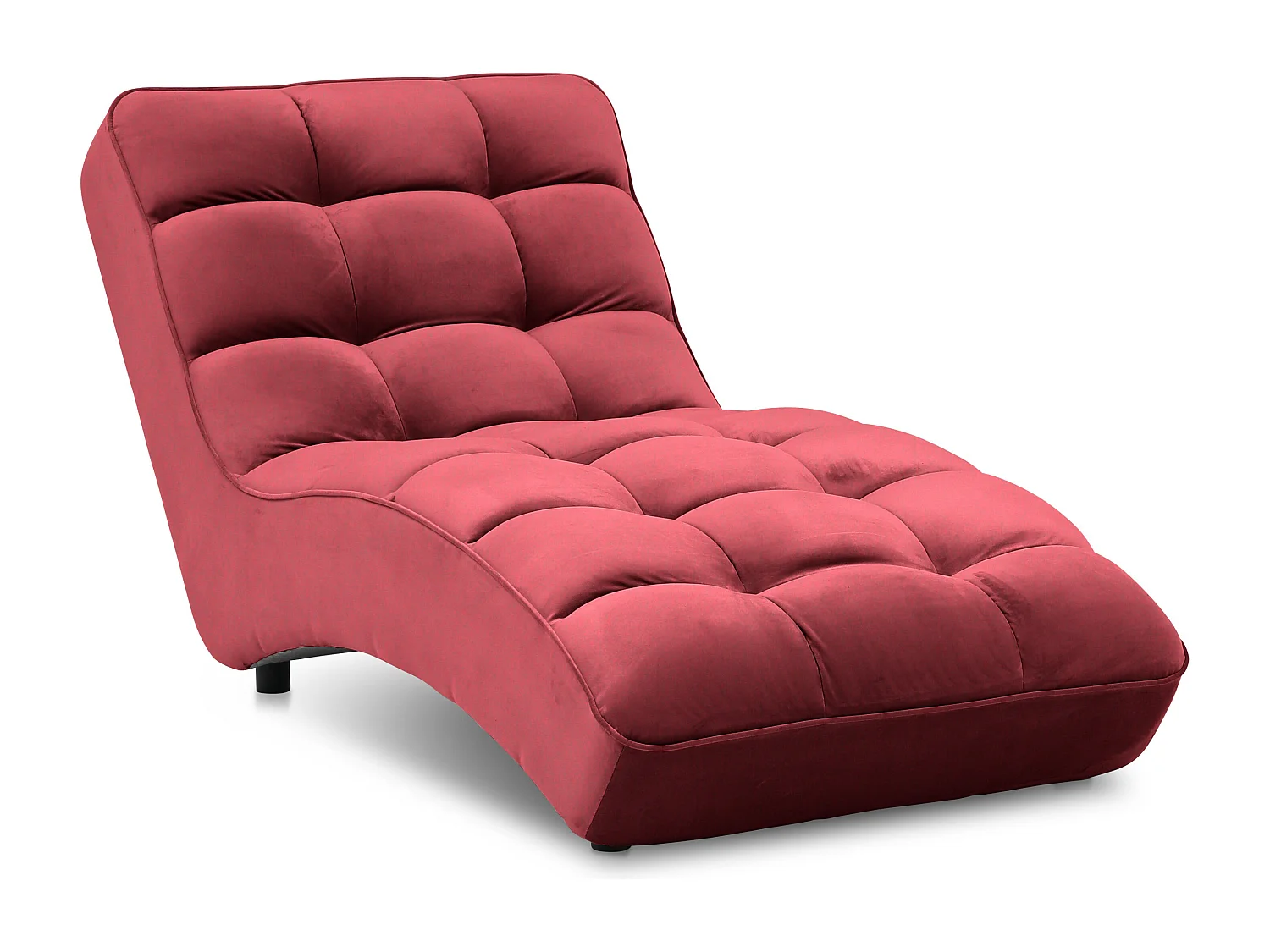Chaise longue d'intérieur design velours rouge capitonné Rikal