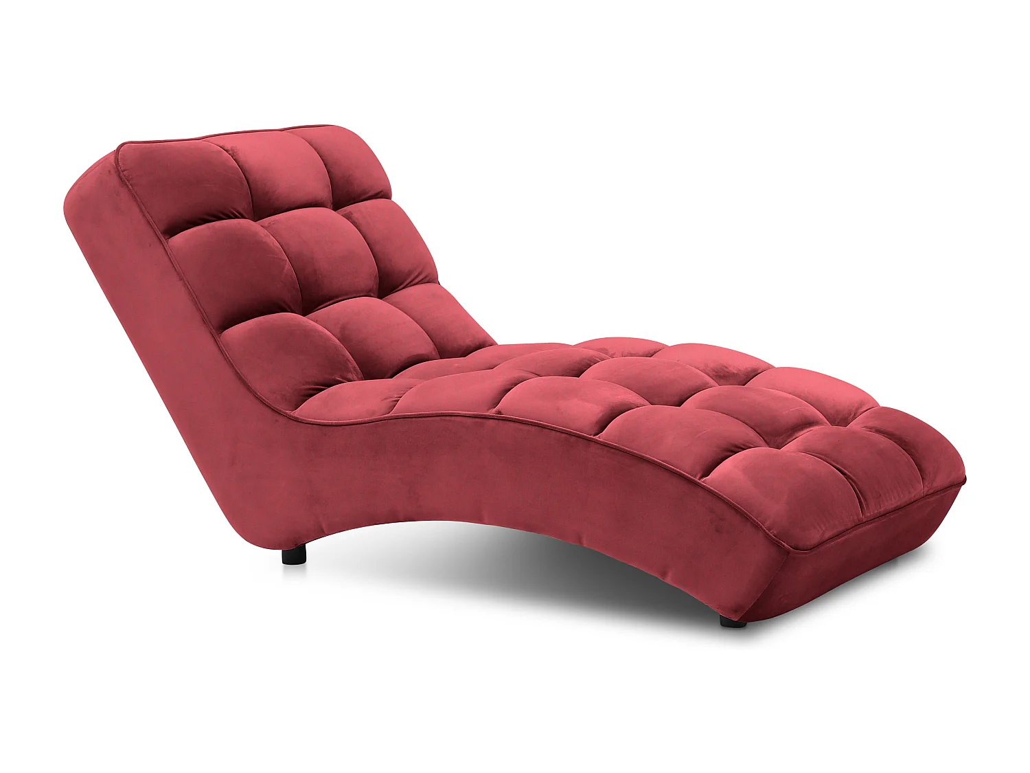 Chaise longue d'intérieur design velours rouge capitonné Rikal