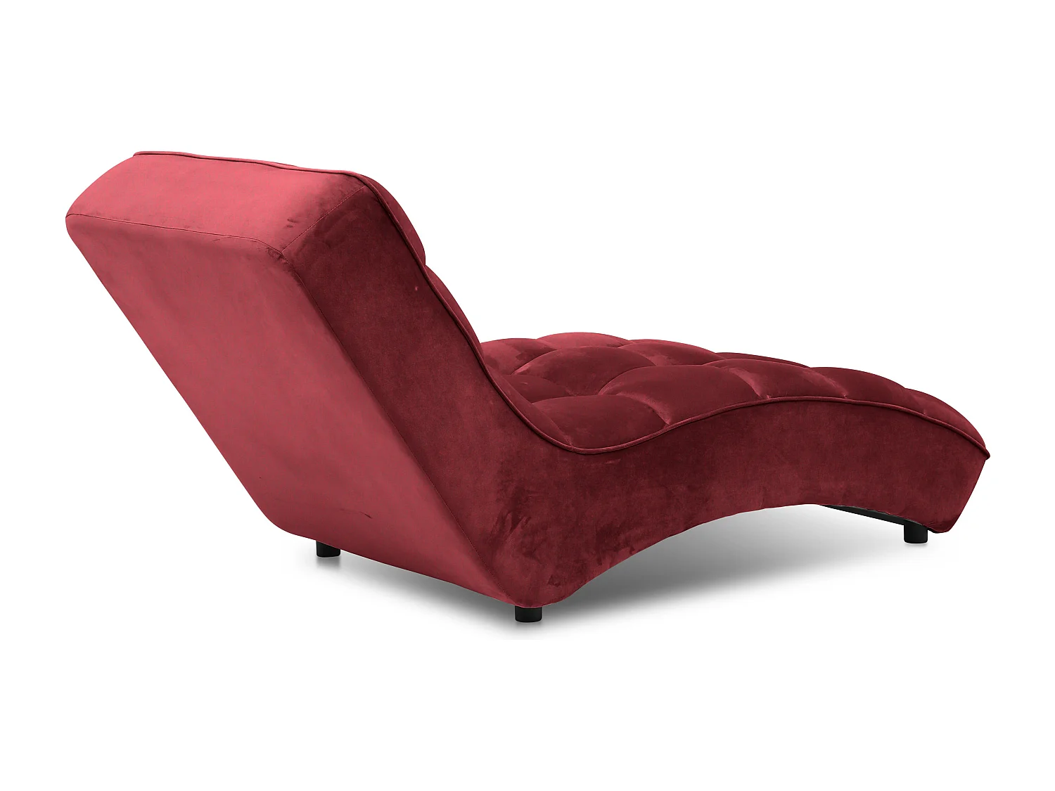 Chaise longue d'intérieur design velours rouge capitonné Rikal