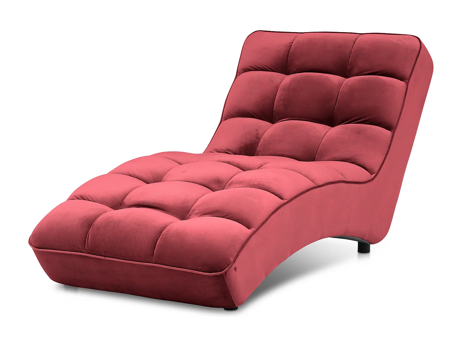 Chaise longue d'intérieur design velours rouge capitonné Rikal