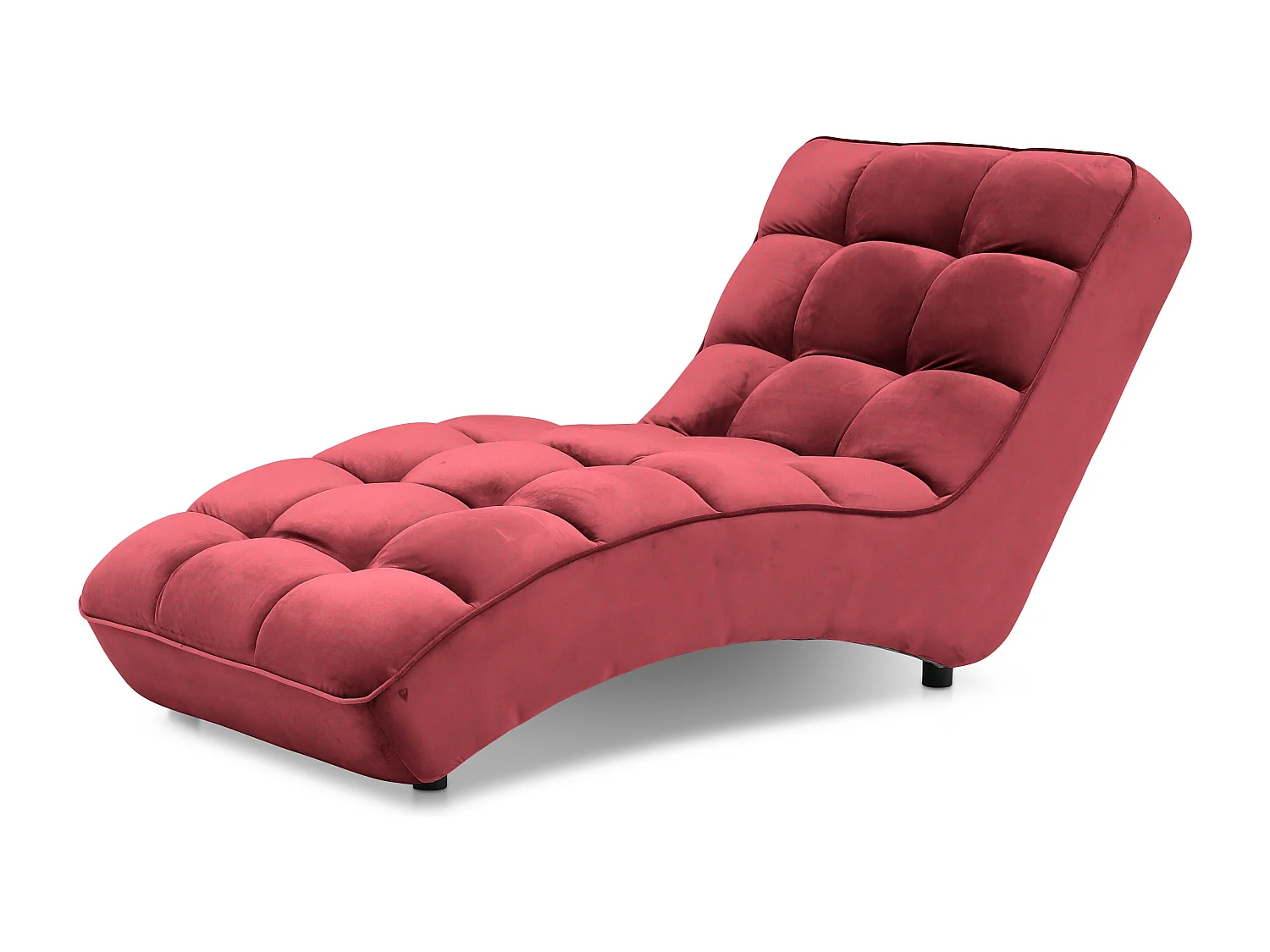 Chaise longue d'intérieur design velours rouge capitonné Rikal