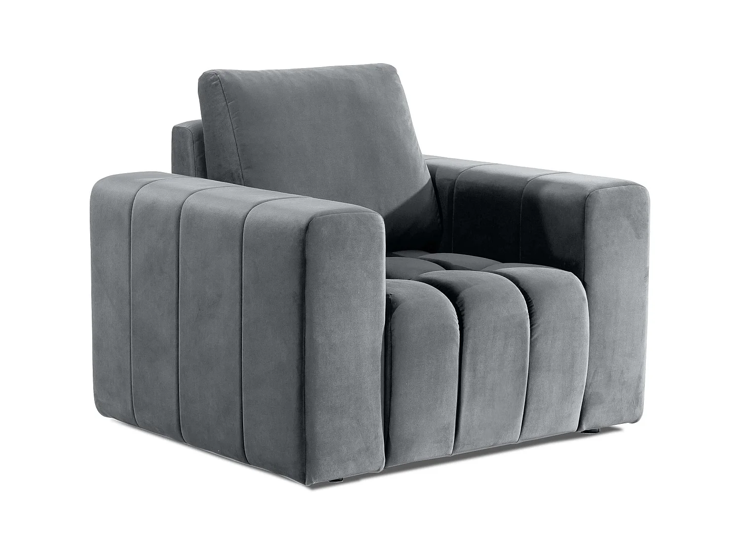 Fauteuil moderne capitonné LARKO velours-Gris clair