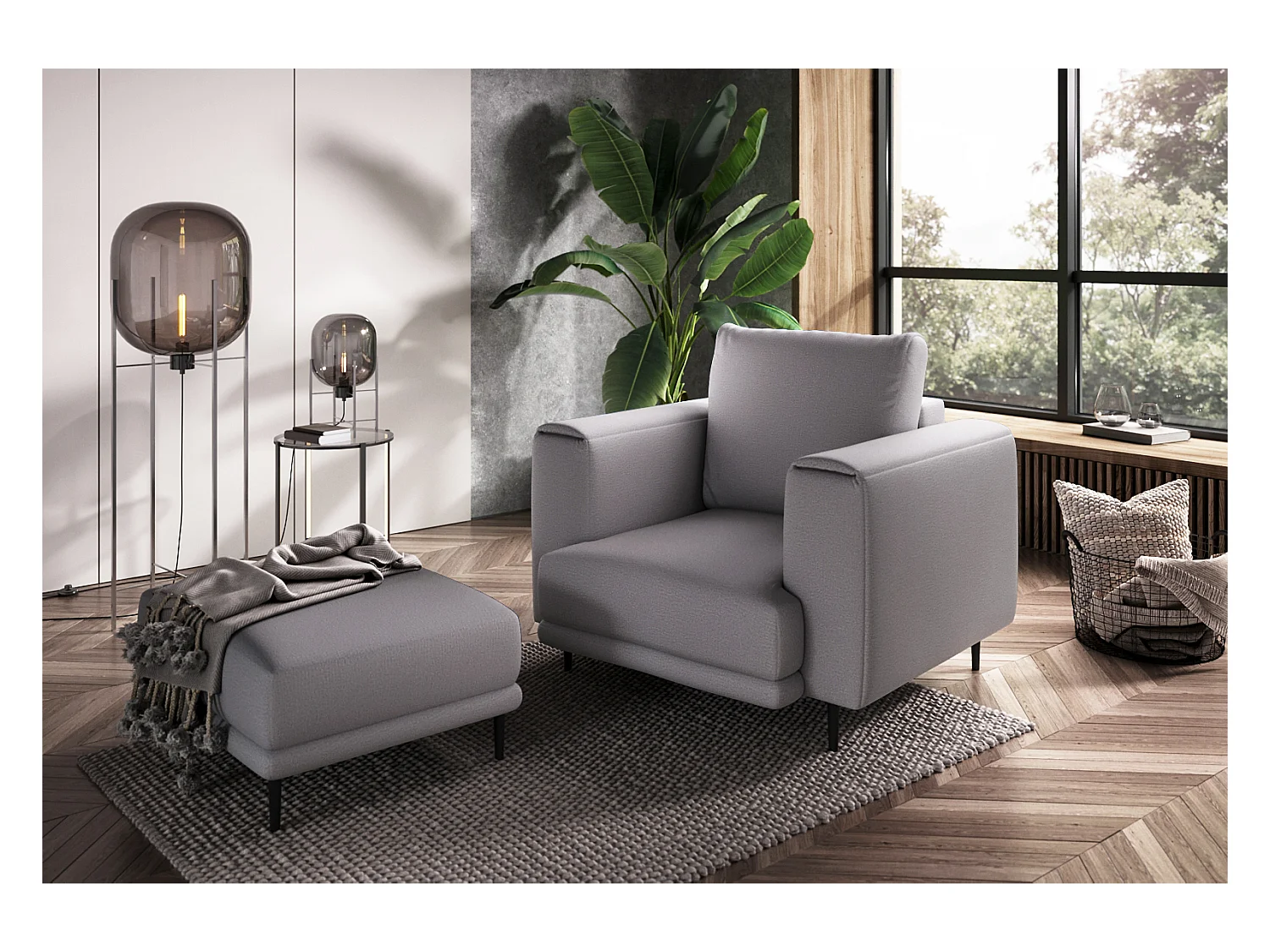 Fauteuil en velours DAVINA - Douceur luxueuse-Gris clair
