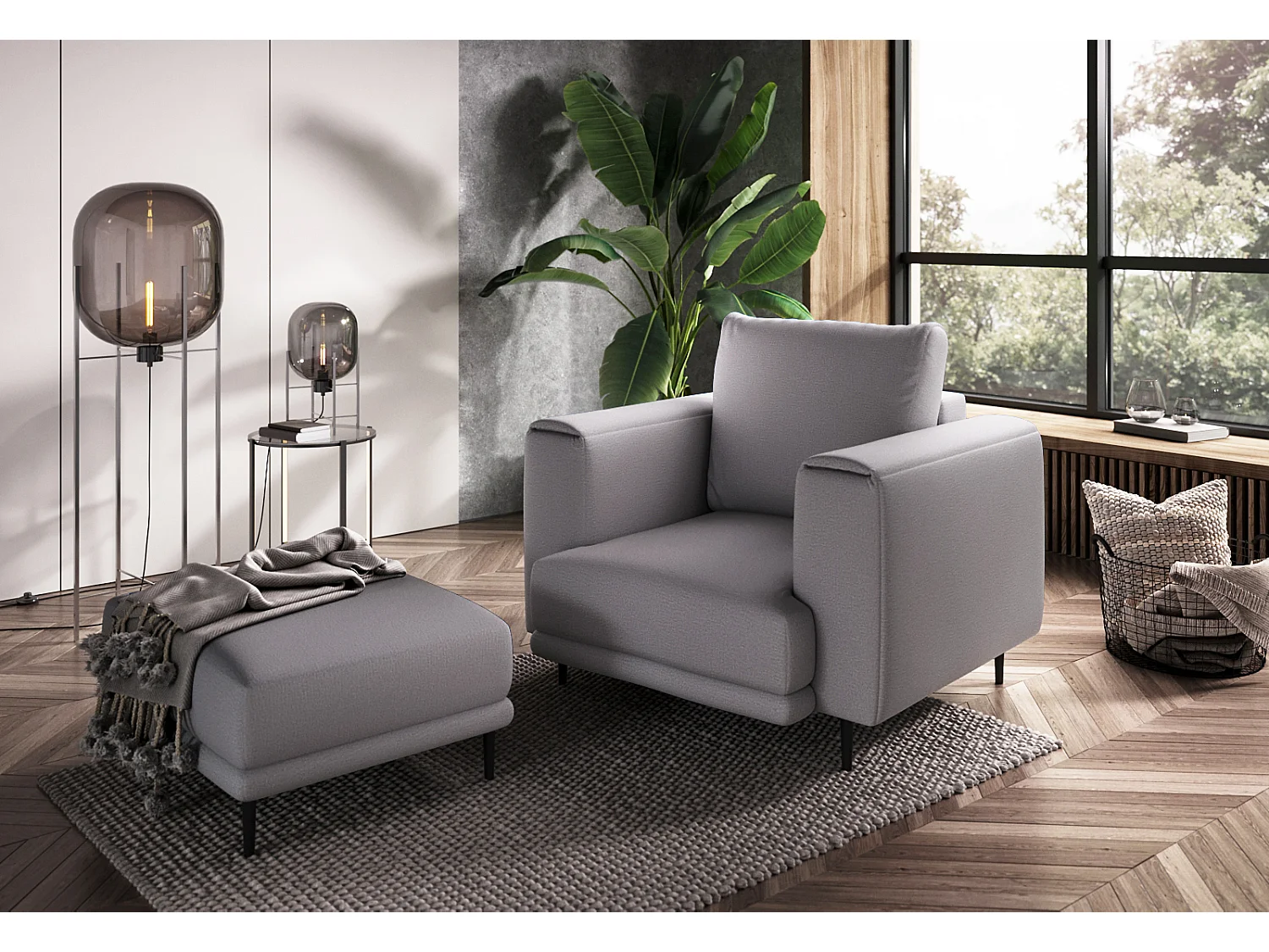 Fauteuil en velours DAVINA - Douceur luxueuse-Gris clair