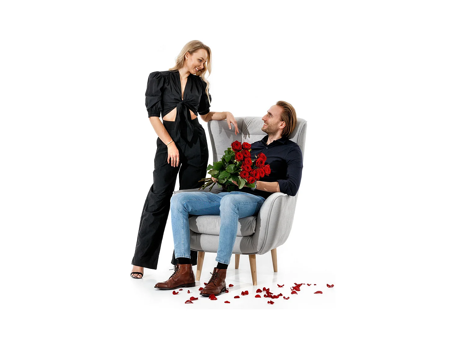 Fauteuil bergère velours rose capitonné Lazza 80cm