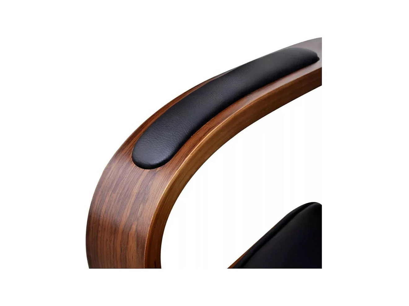 Chaise rotative avec accoudoirs similicuir bois et métal chromé noir Mokarel