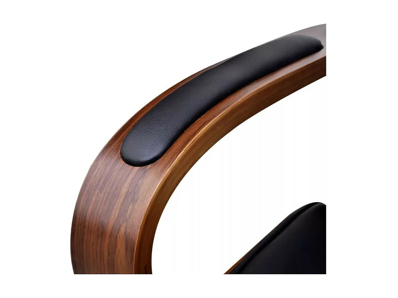 Chaise rotative avec accoudoirs similicuir bois et métal chromé noir Mokarel