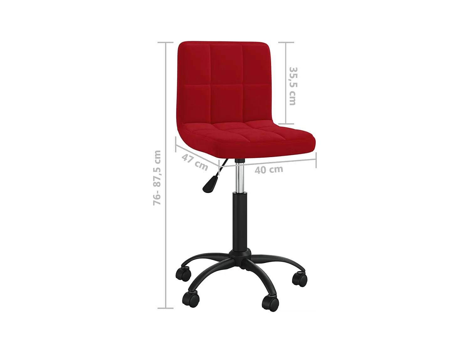 Chaise pivotante de bureau Rouge bordeaux Velours 19